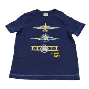 Gymboree T-Shirt Airplanes Flying Aces Size 18-24M Navy Yellow Short Sleeve